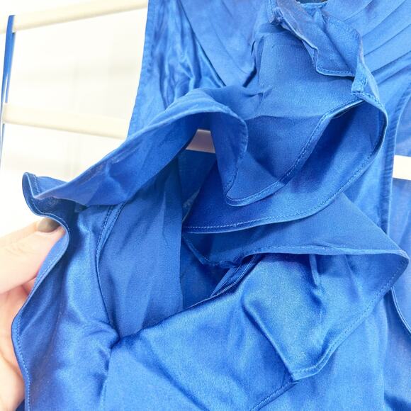 Express Women Casual Chic Silk Blend Mock Neck Ruffled Tank Top Blouse Size S - Picture 4 of 7